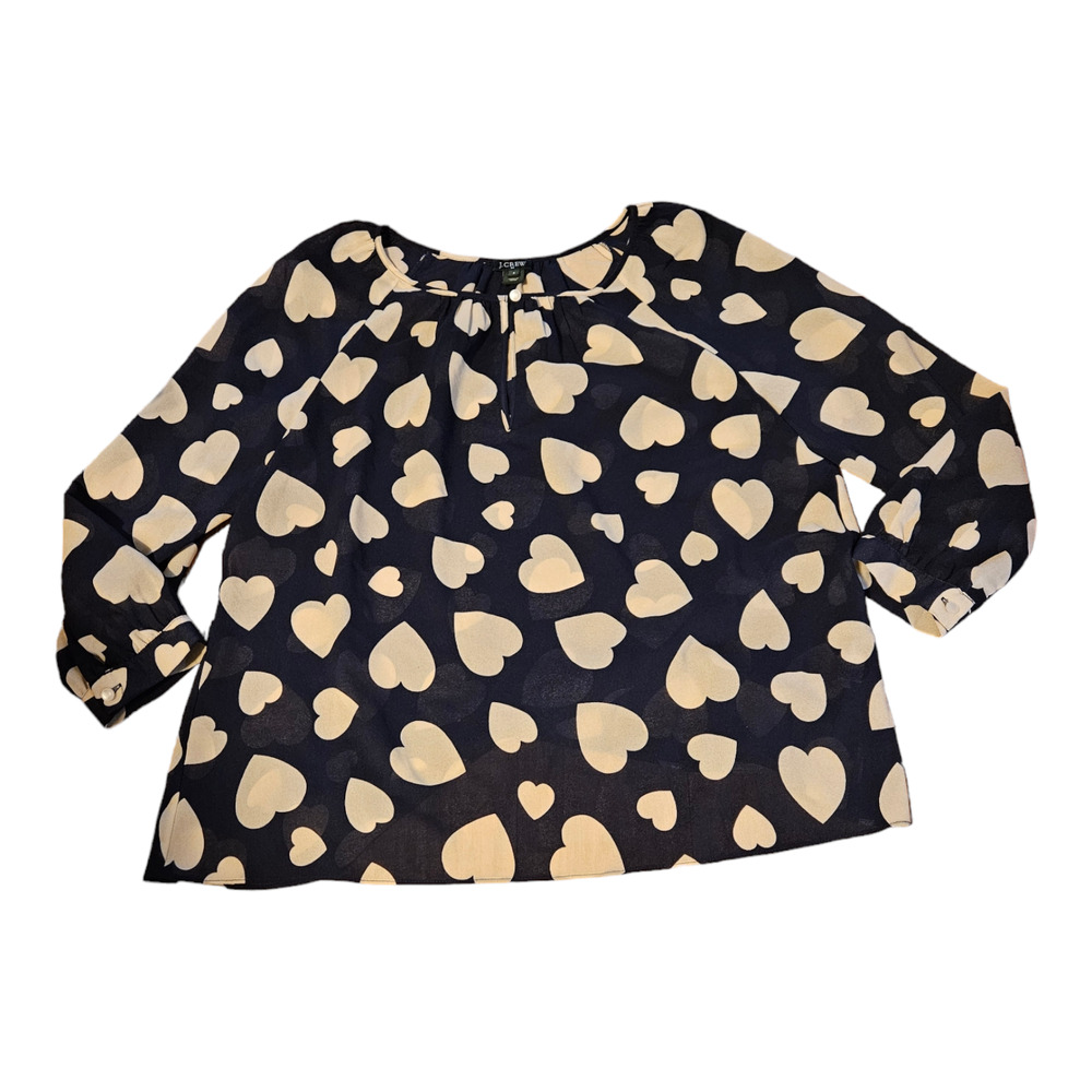 J. Crew Factory Navy and White Heart Blouse - Picture 5 of 8